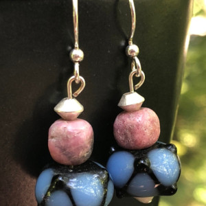 Colorful glass and stone bead drop earrings, bohemian earrings, edgy earrings, gypsy earrings