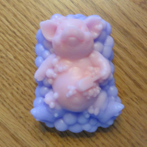 Pig in Bath Decorative Soap Pink Purple