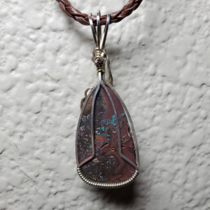 Pendant - Sterling Silver Wrapped Queensland Boulder Opal, ID - 10