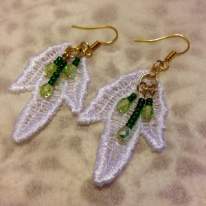 Lace Leaf and Beaded Earrings