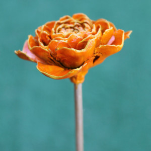 Orange Hand-Painted Cedar Rose Pine Cone Flower