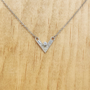 Sterling Silver and White CZ Angles Choker Necklace