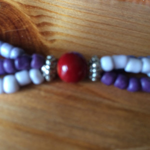 Violet Glass,Red & Oxidized Beaded Necklace