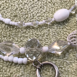 Crystalline White handmade beaded necklace 32" long