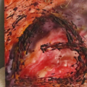 Heartfelt -  Abstract Heart Encaustic Modern Wax Art Painting  - Free Shipping - 12 x 12