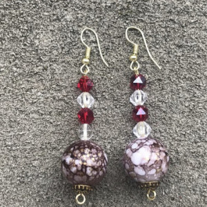 Ruby Red and White Dainty Earrings