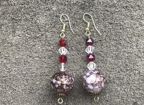 Ruby Red and White Dainty Earrings