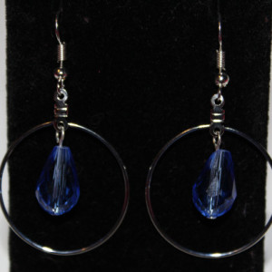 Large hoops with a glass teardrop bead