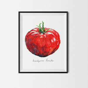8x10 Tomato Print, Food Art, Food Illustration, Wall Art, Kitchen Art, Kitchen Decor, Kitchen Print, Food Print, Red Art, Vegetable, Tomato Paint