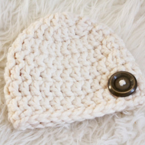 Chunky Crochet Wool Baby Hat in Cream~Baby Crochet Hat~Chunky Crochet Hat~Baby Girl~Baby Boy Size 3-6 Months
