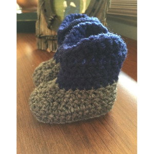 0/6 Month Grey & Navy Baby Boys Crocheted Cowboy Boots 