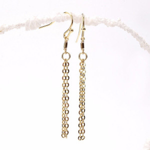 Thin Gold Hematite Tube Tassel Earrings
