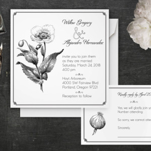 Custom Wedding - Invitations - Vintage - Poppy - Set of 20 - Customized