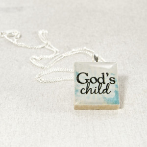 God's Child Inspirational Scrabble Tile Charm Necklace