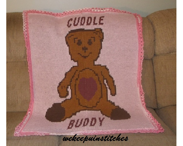 Teddy bear knitted blanket