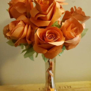 Handmade Paper Rose Bouquet (12 paper roses in vase)
