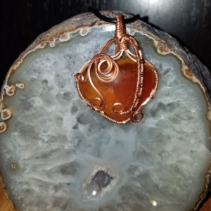 Amber heart stone pendant 