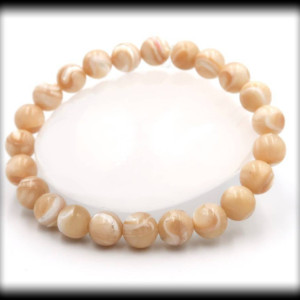 Mother of Pearl Solid Gemstone Bracelet for Wealth and Faith