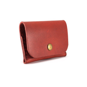 Horween Basetball Leather Snap Wallet in Red
