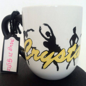 Ballerina Dancer Name Personalized  12 oz Hand Painted Coffee Tea Mug Cup