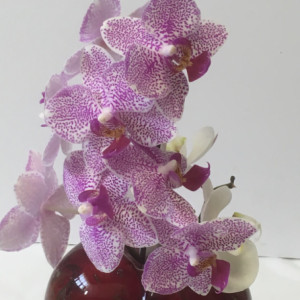 Handblown Glass Hummingbird Orchid & Plant Stake