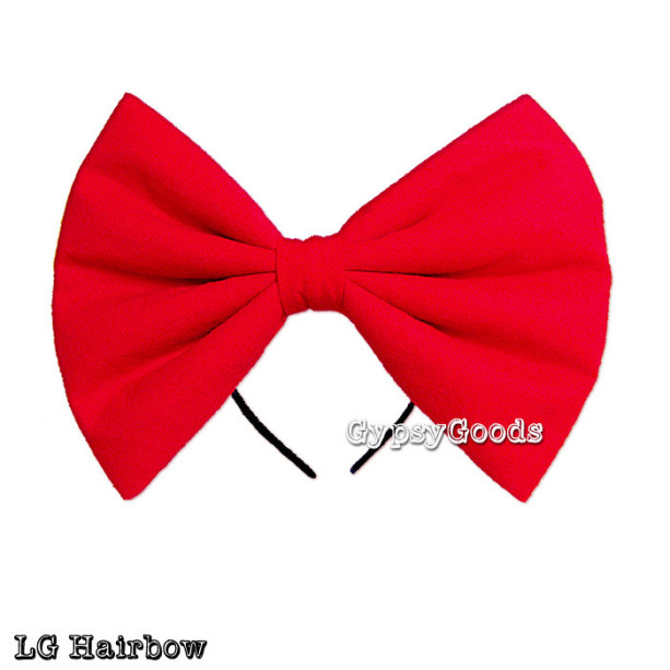 LARGE Adult Hair Bow Headband or Hair Clip Big LG Cosplay Costume Flannel Bow Red Black Pink Bright Pink Blue White Yellow Padded Bow