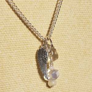 Silver Angel Wing Charm Necklace on 925 Silver Chain