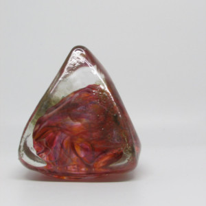 Small Red and White with touches of blue on the sides Pyramid Paperweight