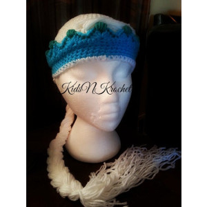Crochet Ice queen hat with crown and braid. you choose size!