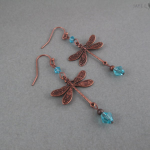Copper Dragonfly Earrings