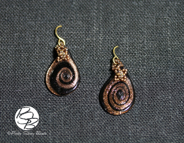 Brown & Gold Art Glass Earrings