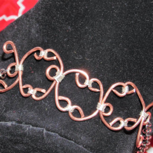 Bracelet, Wire Wrapped, Sterling Silver and Natural Copper