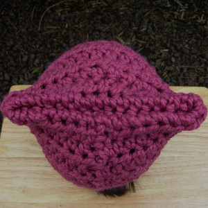 Dark Rose Raspberry Pink Pussy Cat Hat with Ears, PussyHat, Pussy Hat, Handmade Soft Wool Blend Winter Crochet Knit Solid Pink Beanie, Ready to Ship in 3 Days