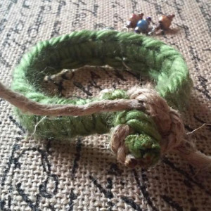 Green Yarn Hemp Macrame Tribal Bracelet