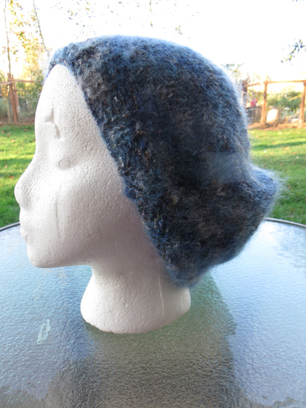 Slouch Beanie Beret Hat Hand Knitted, Glitter Mohair - FAIRY FALLS by Kat