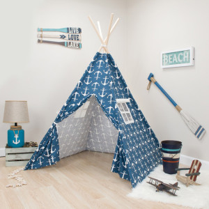 Navy with White Anchors Kids Teepee