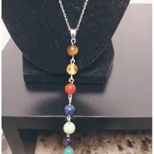 Stainless Steel 7 Stone Chakra Necklace