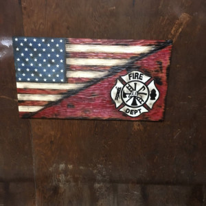 Spilt American Flag and Firemen's Cross