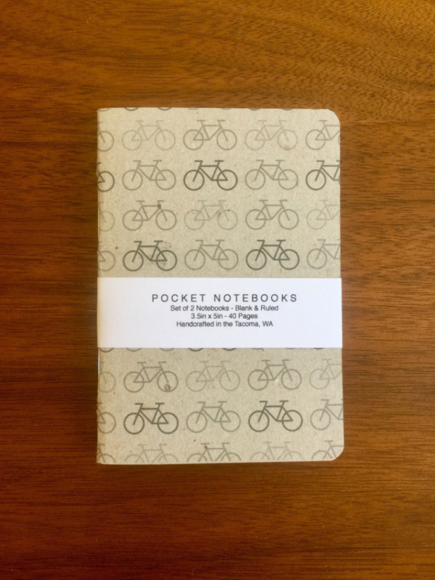 Bicycle Notebooks 2 pack 3.5in x 5in Pocket Notebook handcrafted journal diary sketchbook gift set handmade kraft Premium Notebook no logos