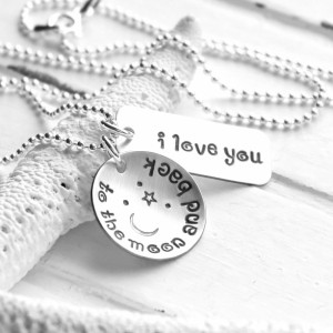 I Love You To The Moon And Back Hand Stamped Necklace
