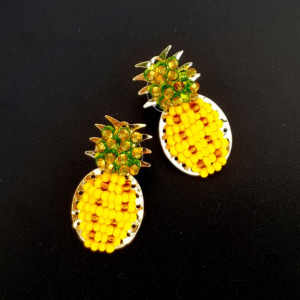 Pineapple Yellow and green Earrings in Bronze.