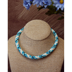 Artisan Crafted Spiral Feather Peyote w/ a Twist Beaded Necklace