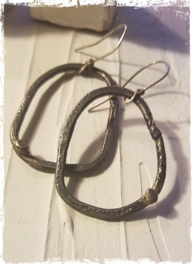 Sterling and 14Kt Gold Hoops