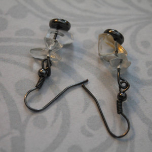 Assorted Size White Opal Drop Dangle Earrings With Black Findings