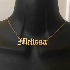 Personalized, Old English name necklace