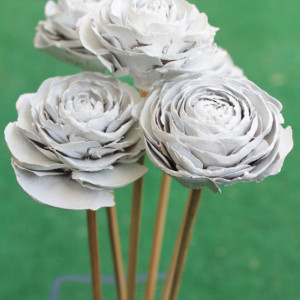 6 Customizable Hand-Painted Cedar Rose Pine Cone Flower Bouquet