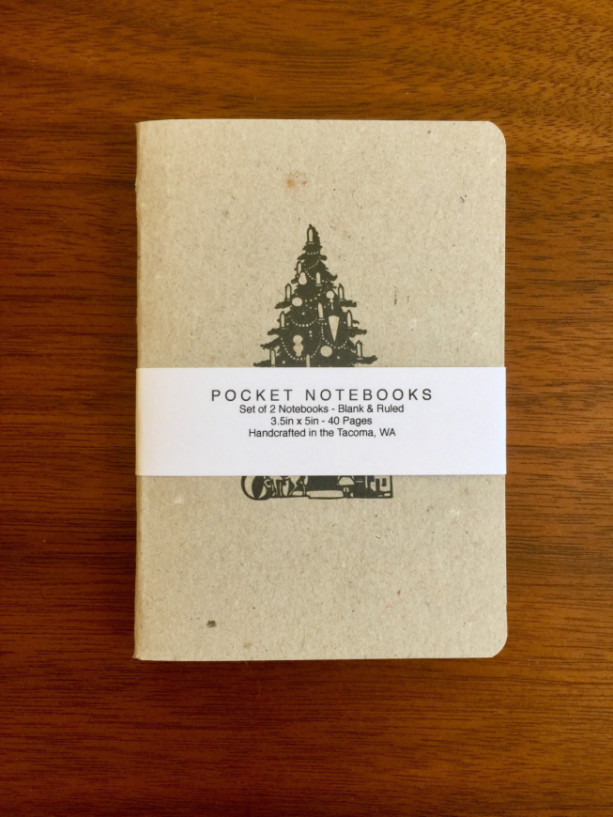 Christmas Tree Notebooks 2 pack 3.5in x 5in Pocket Notebook handcrafted journal diary sketchbook handmade kraft Premium Notebook no logos