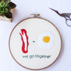 Bacon and Eggs Embroidery Hoop Art
