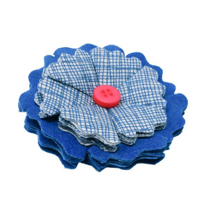 Blue with Pink Handmade Flower Hair Clip | Youth Hair Accessories | Handmade Hair Clips | Hair Barrette | Cotton Fabric | Custom-made