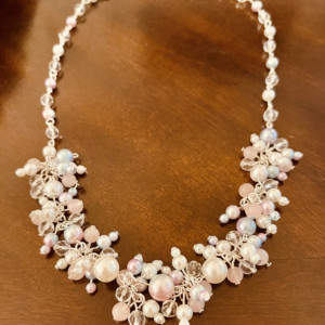 “Diamond of the Sea” Cluster Pearl Necklace 